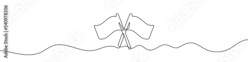 Continuous linear drawing of flag. Flag icon. One line drawn background. Vector illustration. Abstract linear background