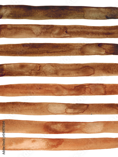 Abstract, watercolor background. Coffee, brown colors. Stripes.
