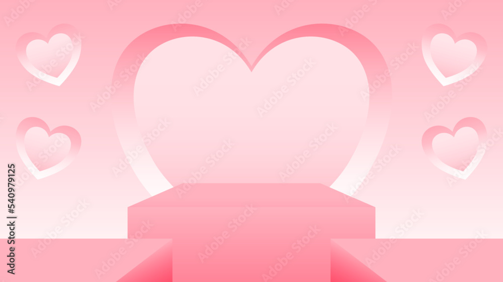 Pink color pastel podiums with pink pastel backgrounds, valentines, love, romantic background, promoting