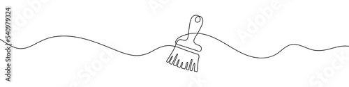 Continuous one line drawing silhouette of brush. The paintbrush linear icon. One line drawing background. Vector illustration. Linear brush background