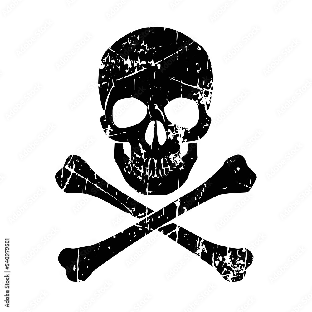distressed grunge skull and crossbones symbol
