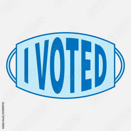 Light blue election mask and positive text I VOTED