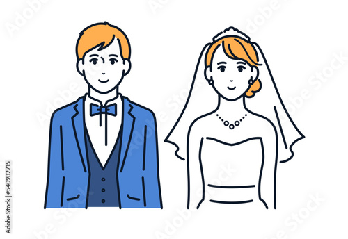 新郎新婦のシンプルなベクターイラスト素材