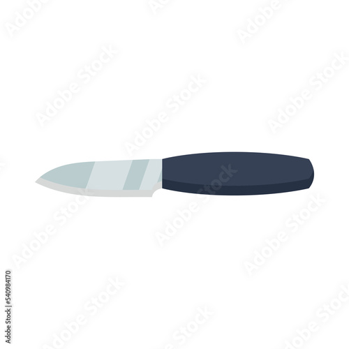 Paring knife with black handle cartoon illustration. Salad making process isolated on white background. Restaurant, culinary, dinner concept