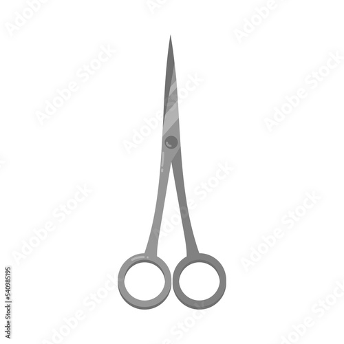 Small metal embroidery scissors cartoon illustration. Steel equipment for fabric or dressmaking, closed shears on white background. Craft concept