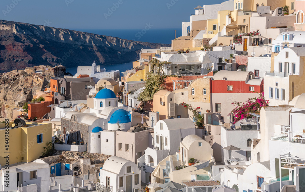 Colorful buildings at Oia village on the island of Santorini