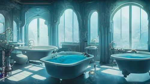 Artistic concept painting of a bathroom interior   background illustration.