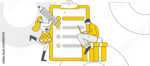 Invite friends for evaluation survey flat vector concept operation illustration
