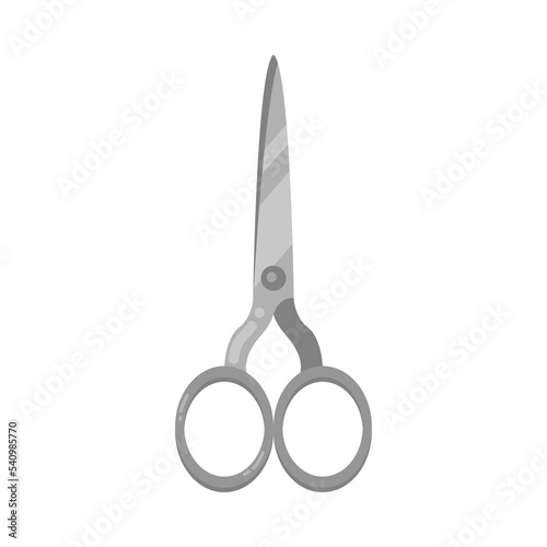 Simple metal scissors cartoon illustration. Steel equipment for trimming or hairdressers, closed shears, paper cutting tool for stationery, hair cutters on white background. Craft concept