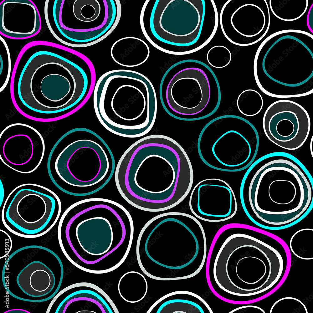 Seamless abstraction modern retro pattern circles vintage colors black