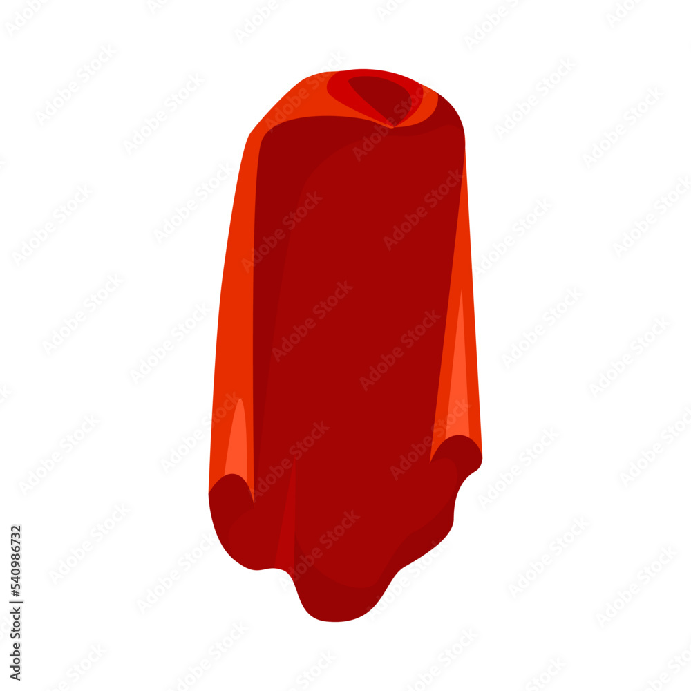 Red satin cloak or mantle cartoon illustration. Superhero cape or vampire mantle for Halloween party isolated on white background. Carnival costume, accessory concept Red satin cloak or mantle cartoon illustration. Superhero cape or vampire mantle for Halloween party isolated on white background. Carnival costume, accessory concept