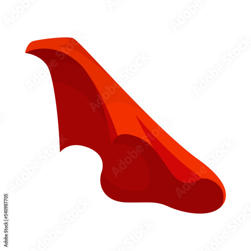 Side view of superhero red cape cartoon illustration. Vampire mantle for Halloween party isolated on white background. Carnival costume, accessory concept