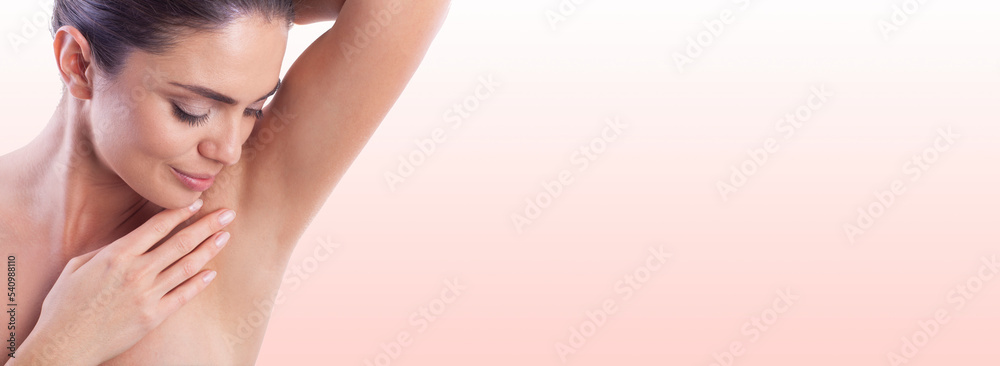 Close up of woman showing her smooth armpit. Close up of woman showing her smooth armpit.