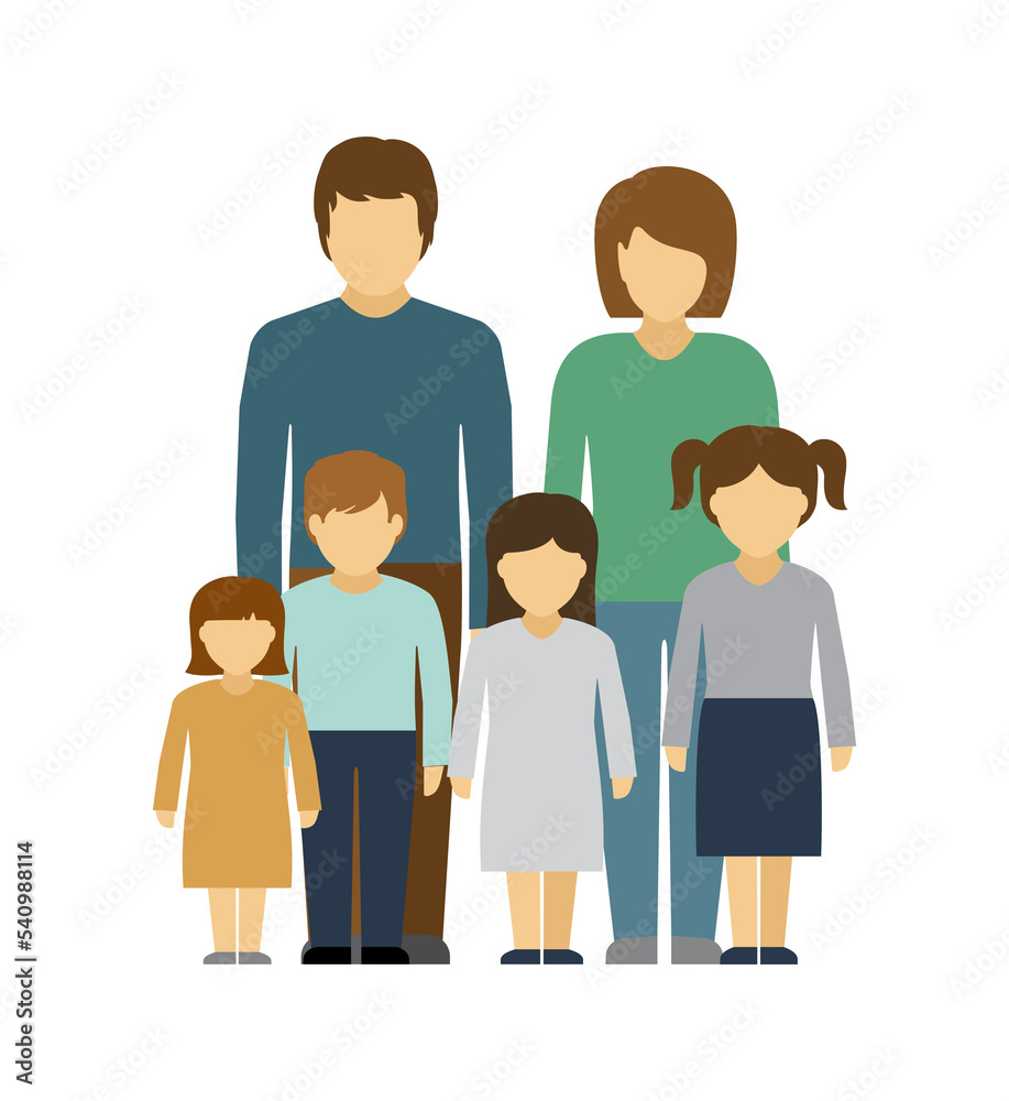 Fototapeta premium Family with Kids Character Avatar Symbol