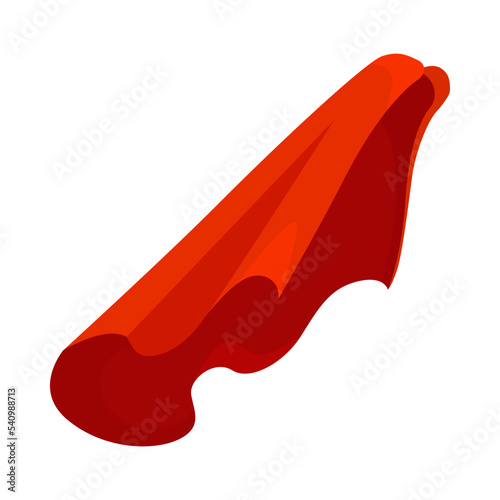 Superhero red cape in different poses cartoon collection set. Satin clock or mantel flying in wind. Vampire mantel for Halloween party isolated on white background. Carnival costume, accessory concept