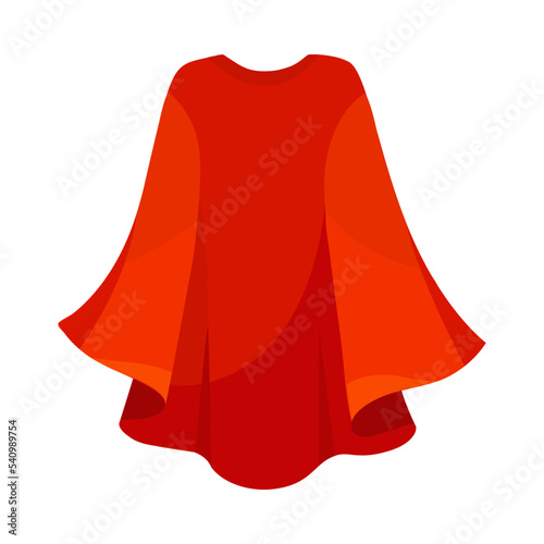 Back of red cape flying in wind cartoon illustration. Superhero satin cloak or vampire mantle for Halloween party isolated on white background. Carnival costume, accessory concept
