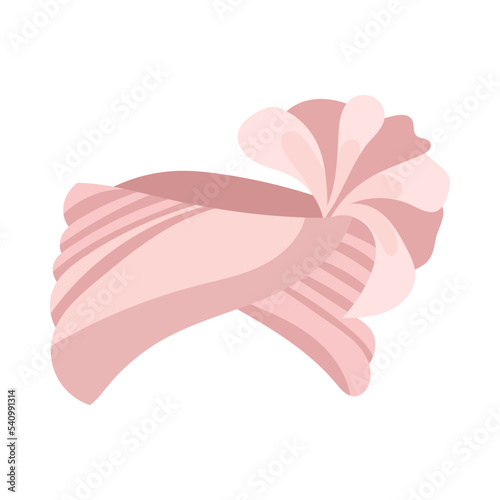 Arabian or Indian pink turban cartoon illustration. Traditional Sikh hat, pagri or headgear for woman isolated on white background. Headdress, Arab culture concept