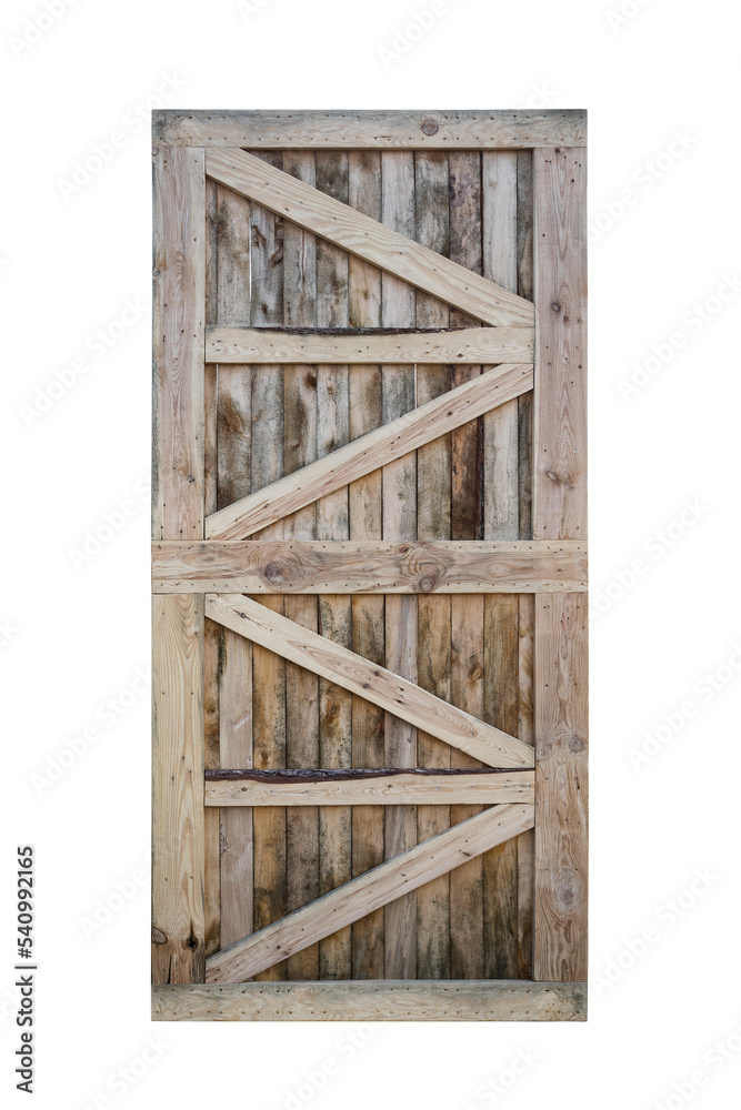 Old wooden rustic door isolated on white background Old wooden rustic door isolated on white background