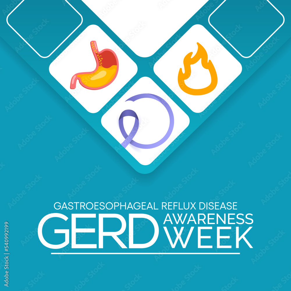 GERD Awareness week (Gastroesophageal reflux disease) is observed every year in November. Vector illustration