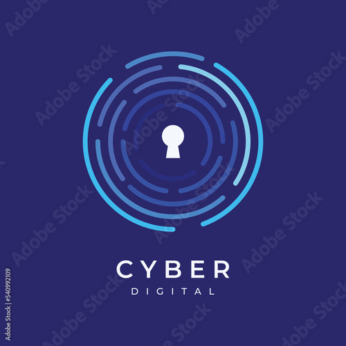 Creative technology digital cyber security logo template design with modern shield and key protection concept. Logo for business, digital and technology.
