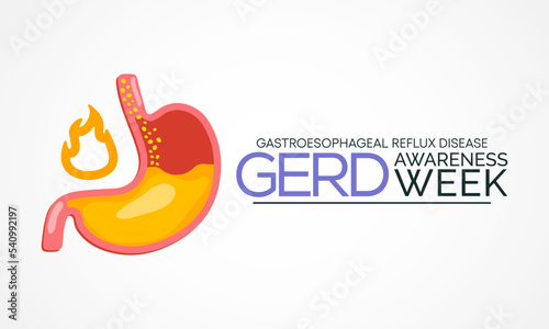 GERD Awareness week (Gastroesophageal reflux disease) is observed every year in November. Vector illustration photo