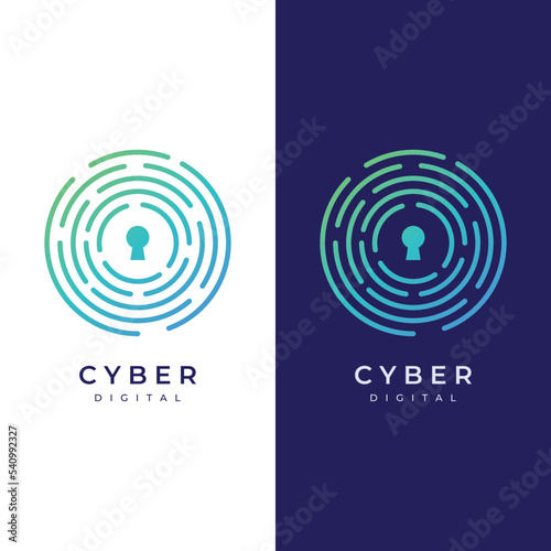 Creative technology digital cyber security logo template design with modern shield and key protection concept. Logo for business, digital and technology.