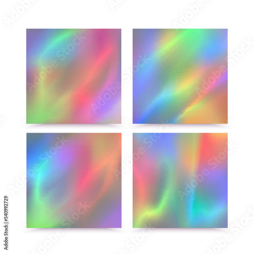 Hologram bright colorful backgrounds set. Vector mesh template. Design for greeting card