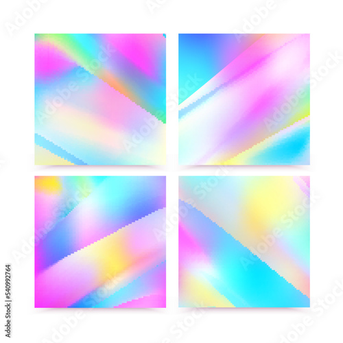 Hologram bright colorful backgrounds set. Vector mesh template. Design for greeting card © Zalina