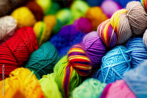 Close-up on colorful yarn, background