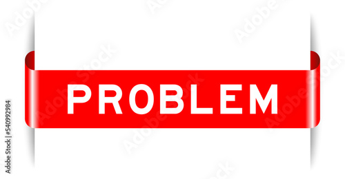 Red color inserted label banner with word problem on white background
