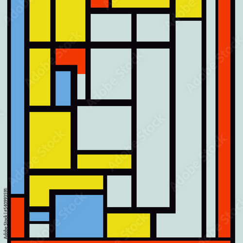 Fotobehang Mondrian Style Retro Rectangle Color Composition