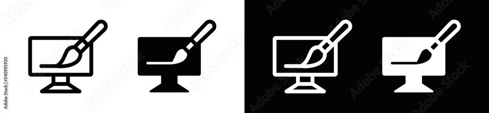 Screen theme icon vector. Personalization sign silhouette. Edit or ...