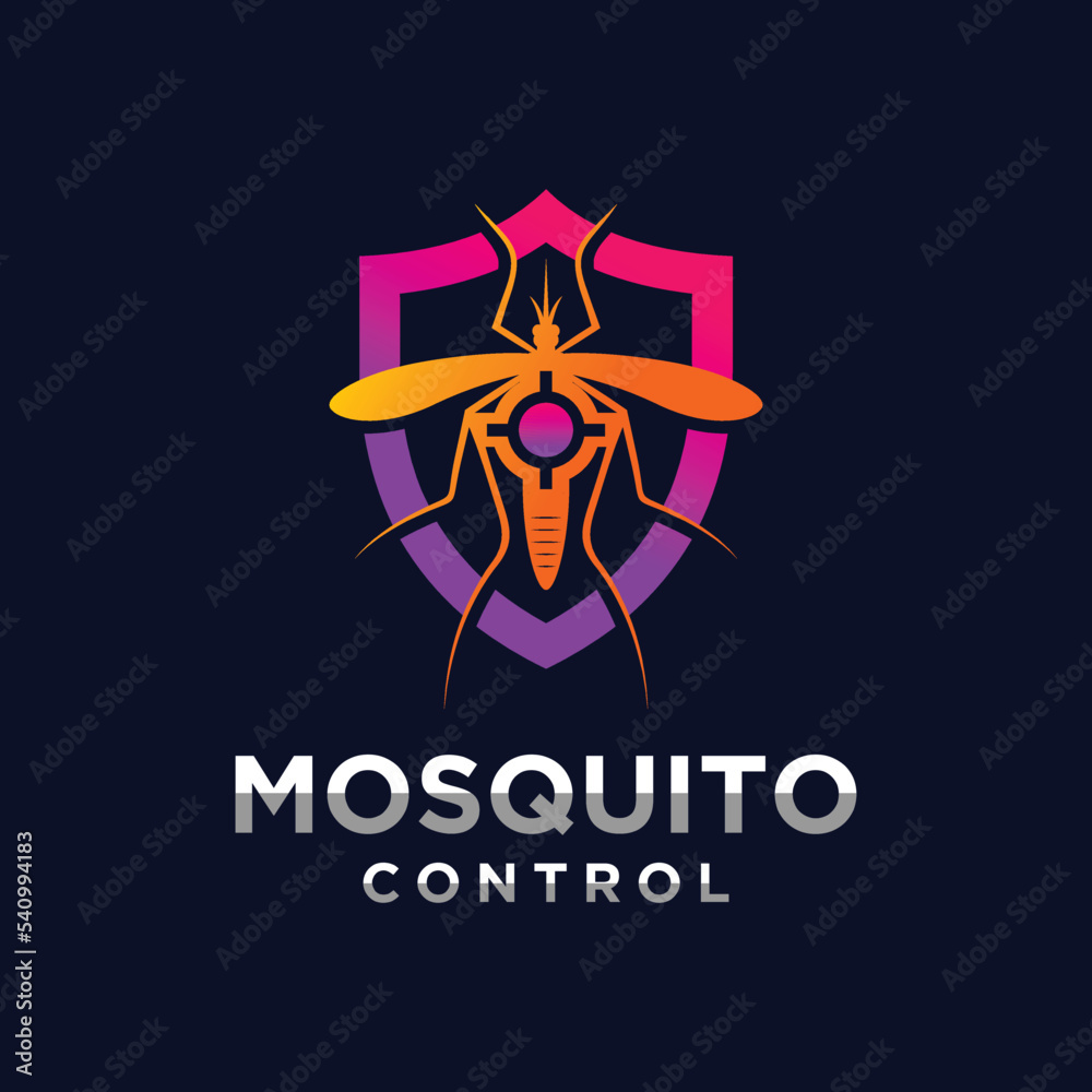 Mosquito control logo with shield concept Mosquito control logo with shield concept