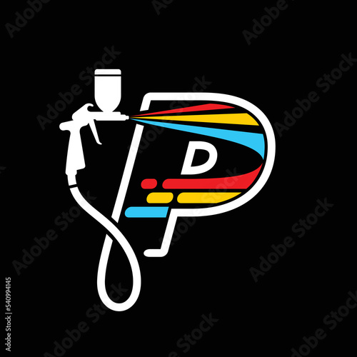 spray paint logo with letter P concept