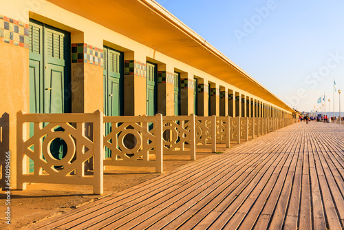 Obraz na płótnie Deauville seaside resort. Normandy, France. Promenade des Planches(Boardwalk). w salonie