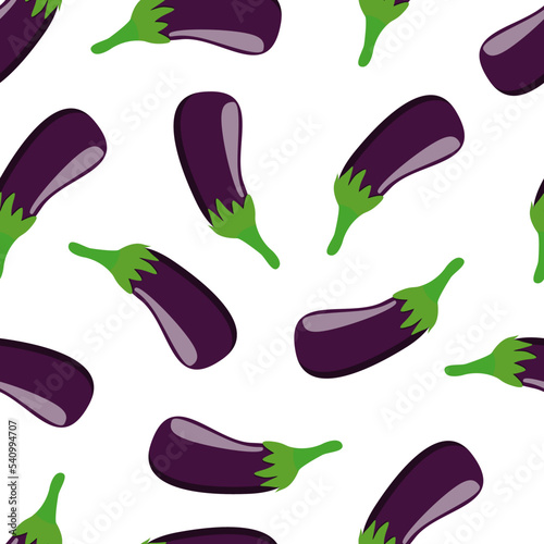 Eggplant vegetable flat seamless pattern