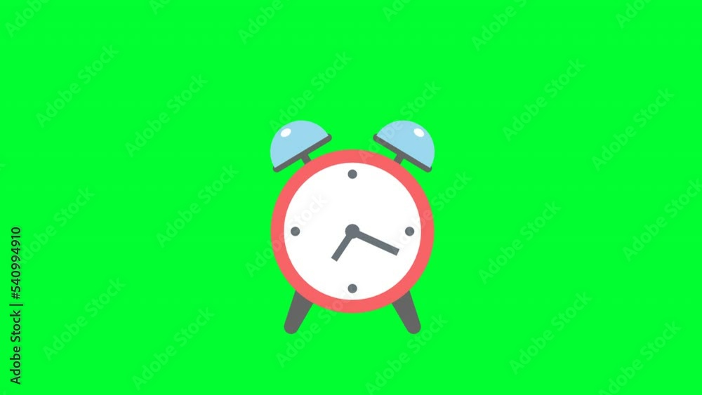 Alarm clock animation in Green screen 4k. Clock with moving arrows
