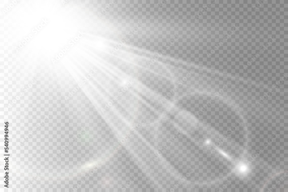 Special lens flash, light effect. The flash flashes rays and searchlight. illust.White glowing light. Beautiful star Light from the rays. The sun is backlit. Bright beautiful star. Sunlight. Glare. Special lens flash, light effect. The flash flashes rays and searchlight. illust.White glowing light. Beautiful star Light from the rays. The sun is backlit. Bright beautiful star. Sunlight. Glare.