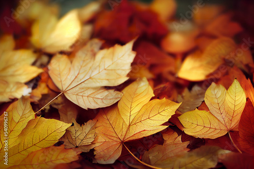 Autumn Maple Leaves Closeup Background