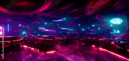 Artistic concept painting painting of a futuristic night club, background illustration. © 4K_Heaven