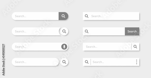 Search Bar for ui, design and web site. Search Address and navigation bar icon. Collection of search form templates for websites