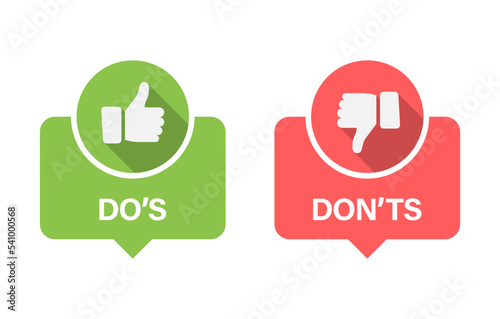 Fotomurale Do and Don't thumbs vector icons.
