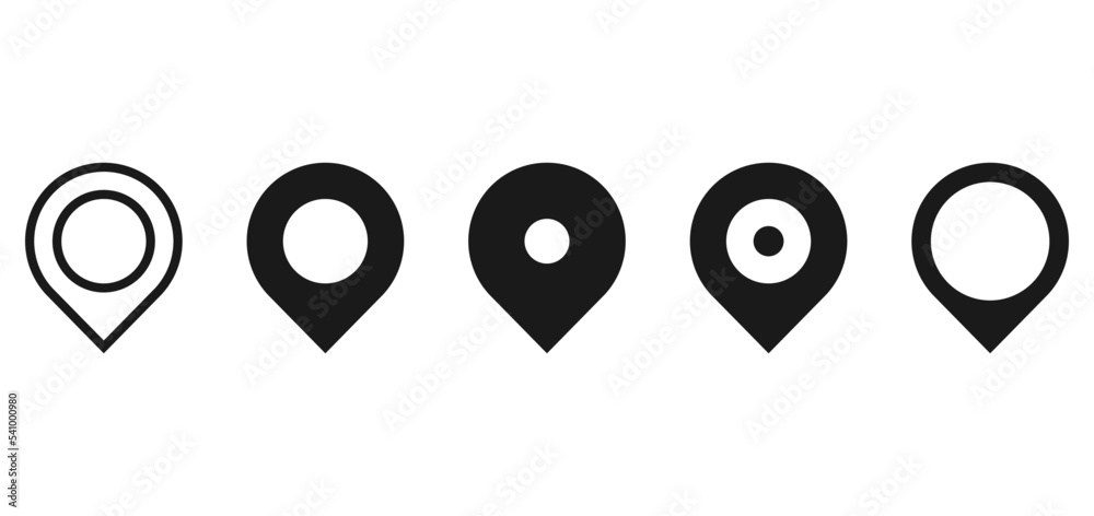 Vector black map pointer icons set Vector black map pointer icons set