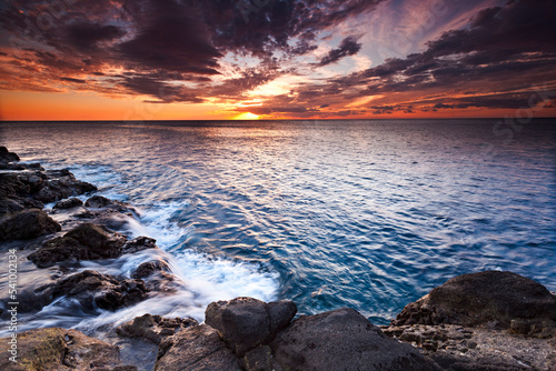 Kaunolu Coast at Sunset, Lana`i, Hawai`i photo