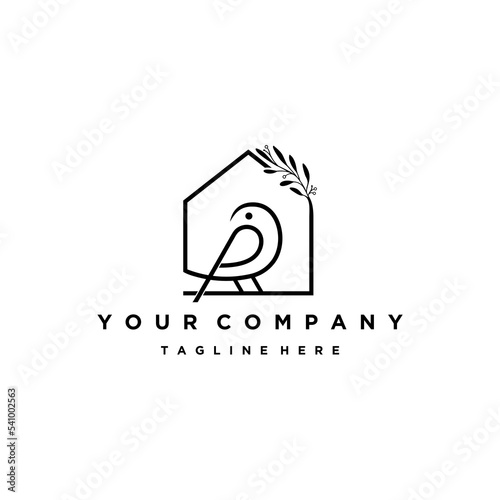 Bird House Logo Design Vector Template