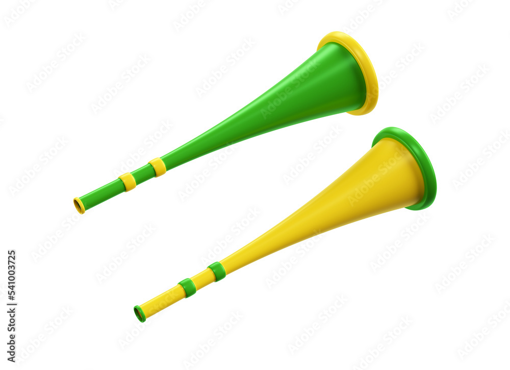 Fototapeta premium Corneta Vuvuzela Instrumento de torcedor nas cores verde e amarela