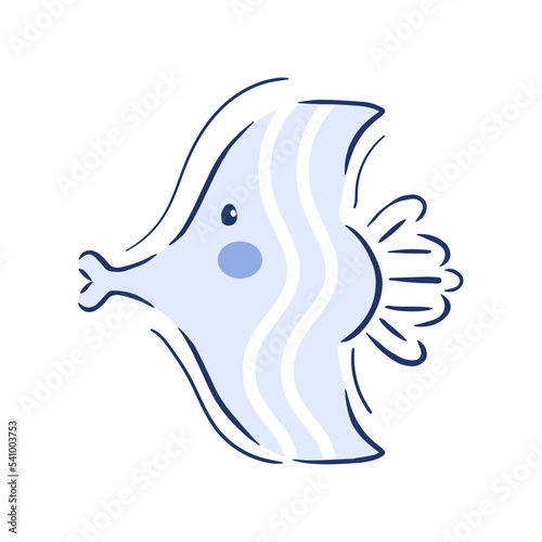 Isolated blue fish draw vector illustration