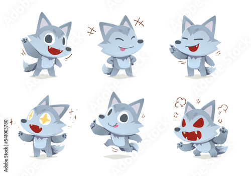set of animal cartoon character mascot Wolf collection