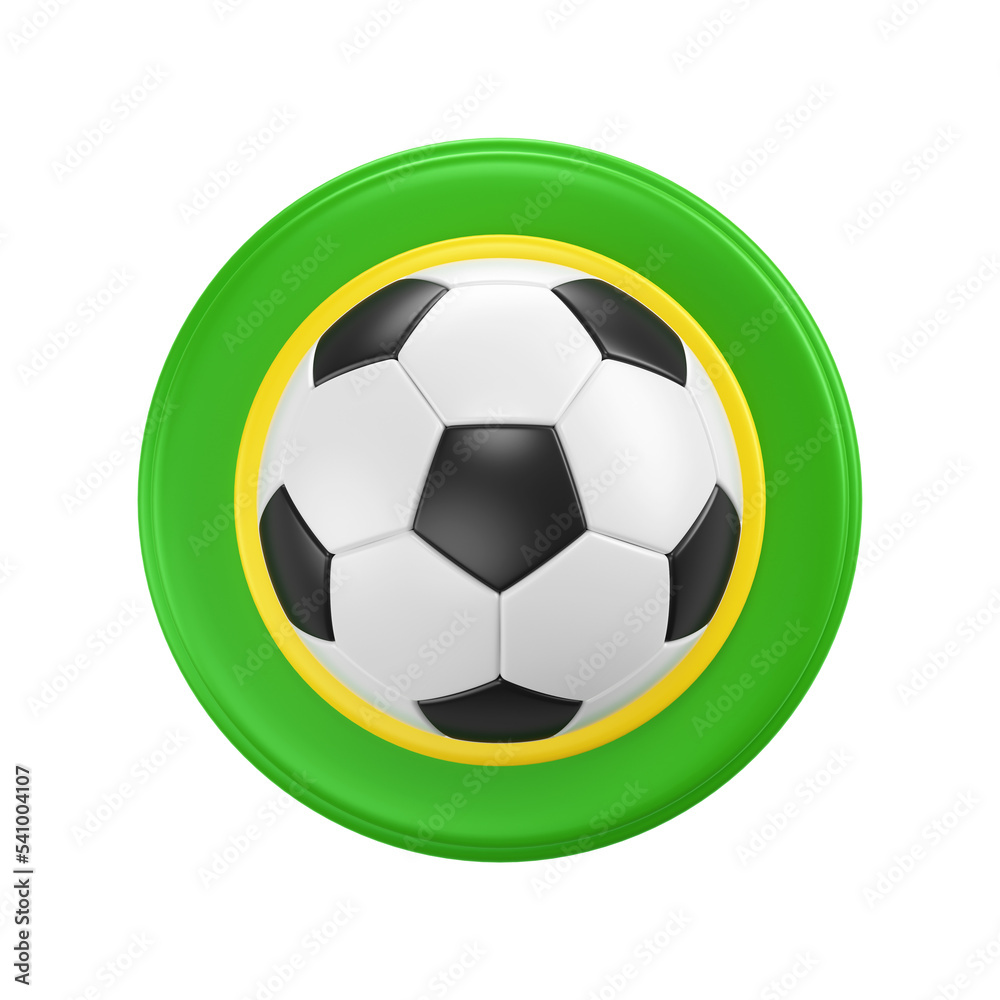 Base 3D verde com bola de futebol ao centro Base 3D verde com bola de futebol ao centro