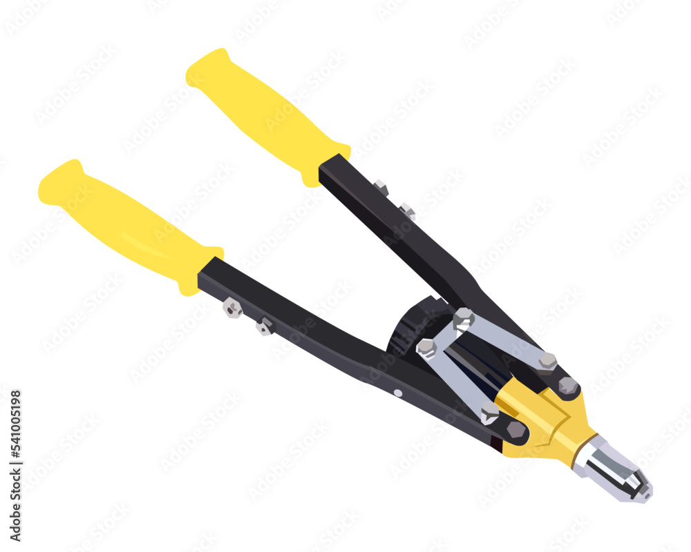 Vector Illustration Heavy Duty Manual Riveter Hand Pop Pot Rivet Gun Riveting Tool isolated on white background. Carpentry hand tools. Vector Illustration Heavy Duty Manual Riveter Hand Pop Pot Rivet Gun Riveting Tool isolated on white background. Carpentry hand tools.